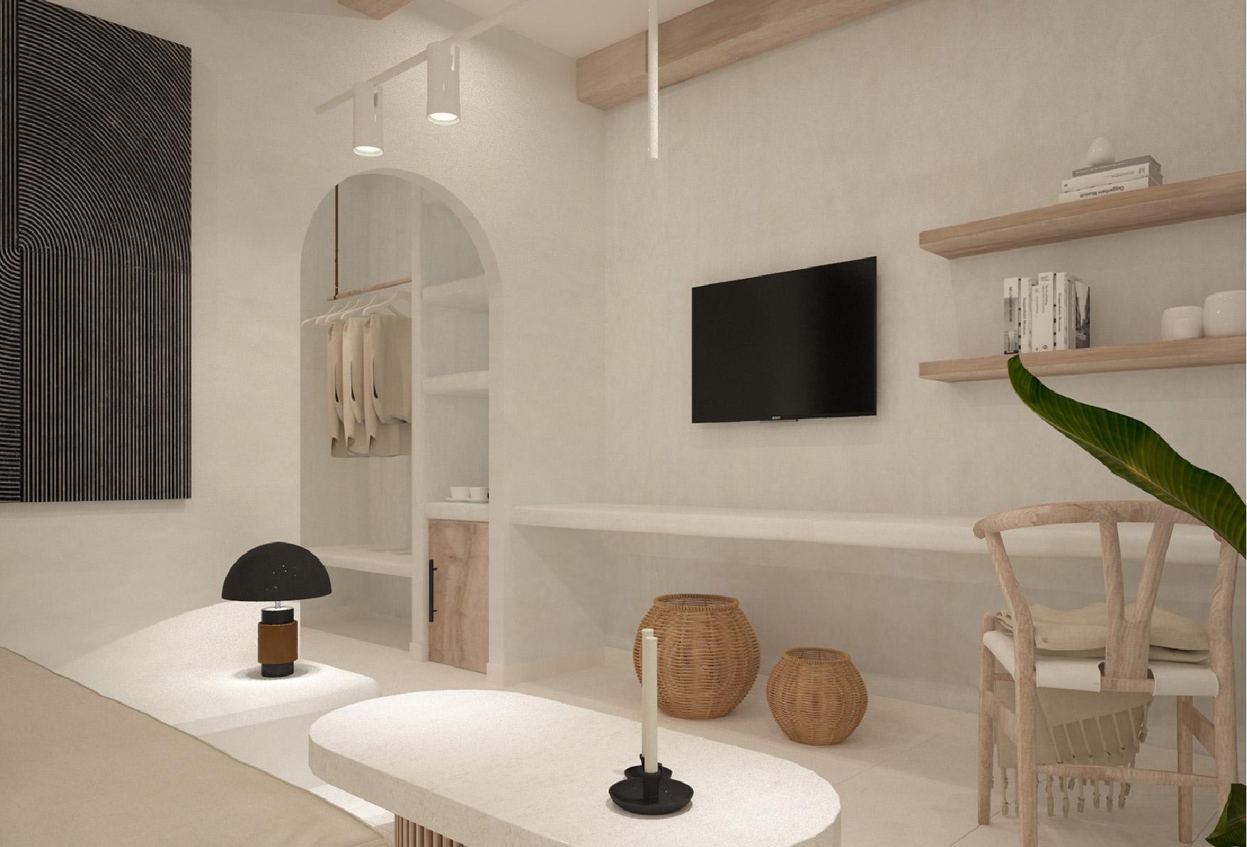 Aelia Luxury Suites Karterados  Zewnętrze zdjęcie A 3D rendering of a living room